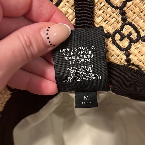 RARE Gucci GG Embroidered Monogram Wide Brim Raffia Hat - Picture 10 of 12